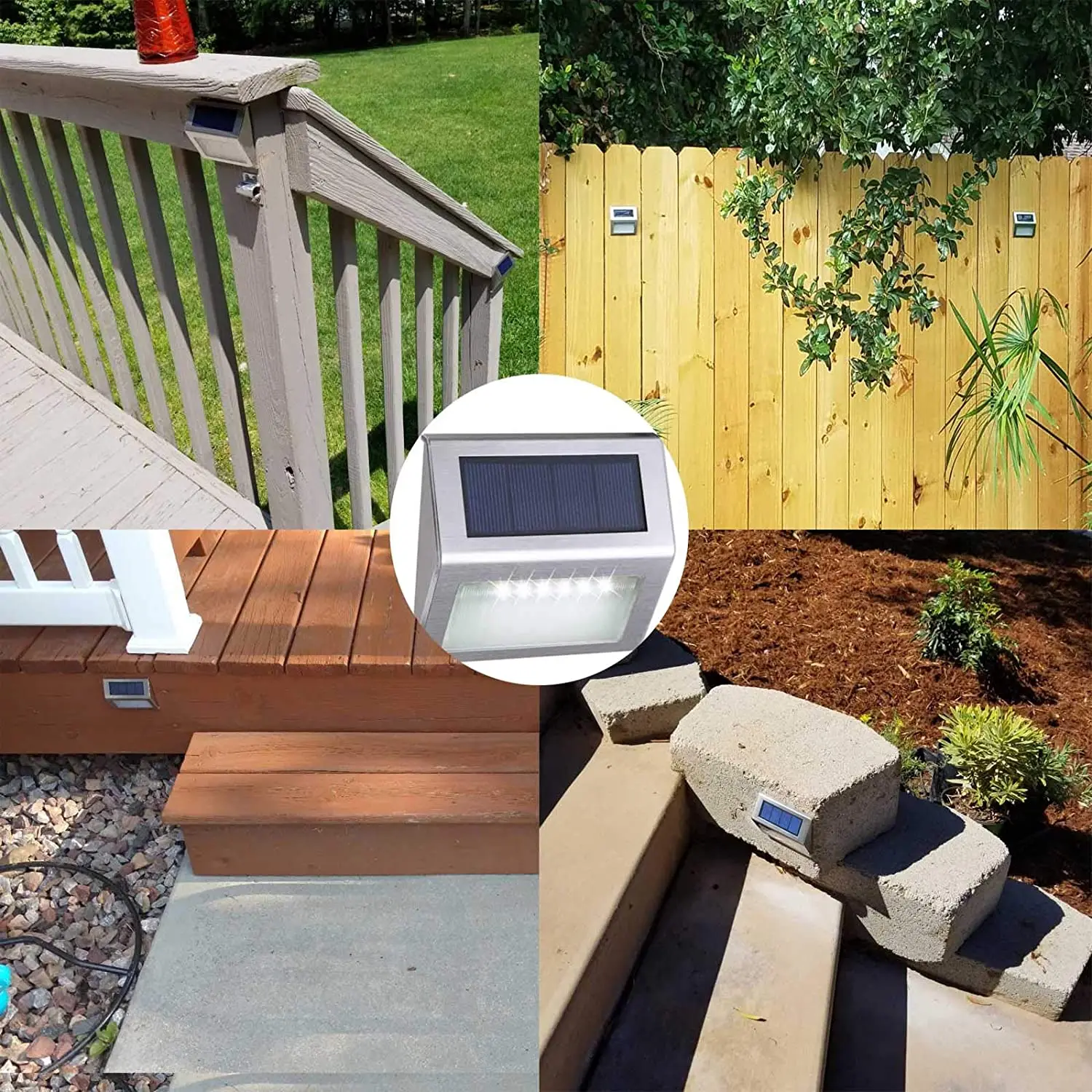 

Outdoor Stainless Steel Led Solar Path Stair Light IP65 Waterproof 3 LED Solar Deck Lights Balcony Garden Yard Fence Solar Light