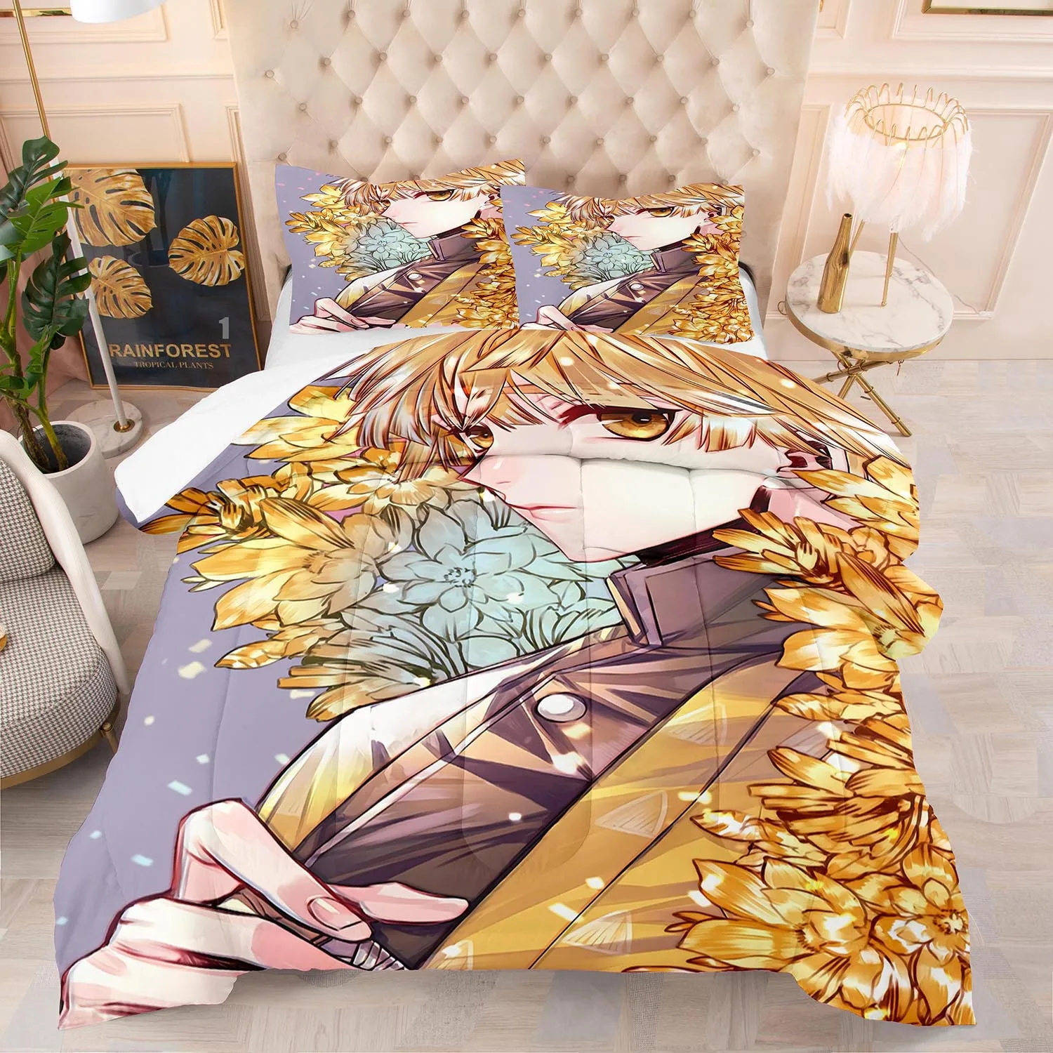 Anime Kochou Shinobu Kamado Nezuko Cosplay Duvet Cover Cartoon Bedding Sets Bed Set Quilt Comforter Covers Home Textiles | Дом и сад