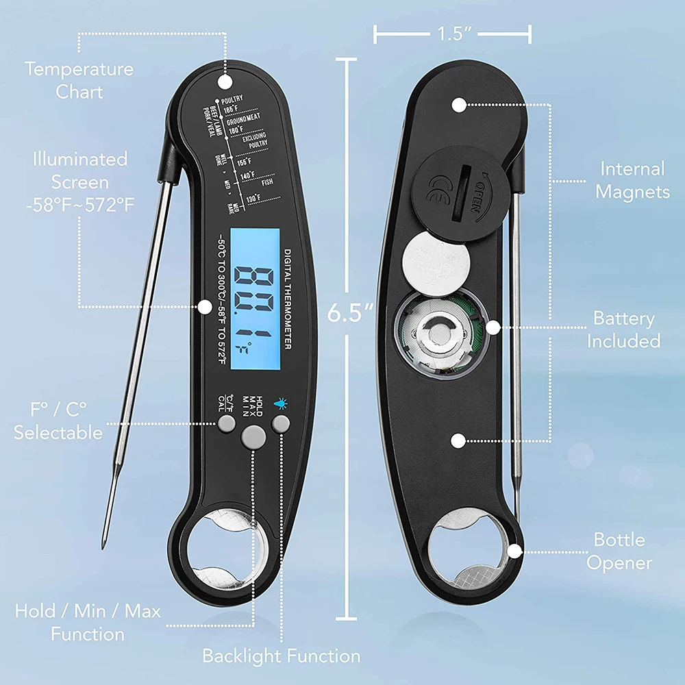 Пищевой термометр AIRMSEN Кухонный Термометр цифровой для мяса барбекю