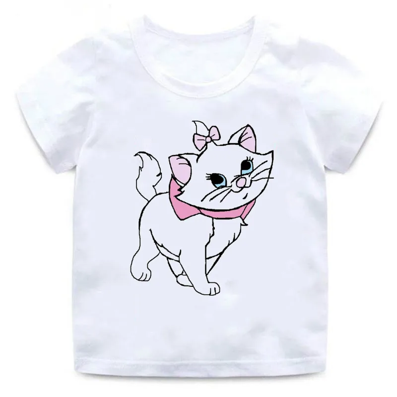 

Футболки для детей от 2 до 12 лет, Детские Забавные футболки с рисунком Мари, кошки, милые топы для мальчиков и девочек, футболки, детская одежд...