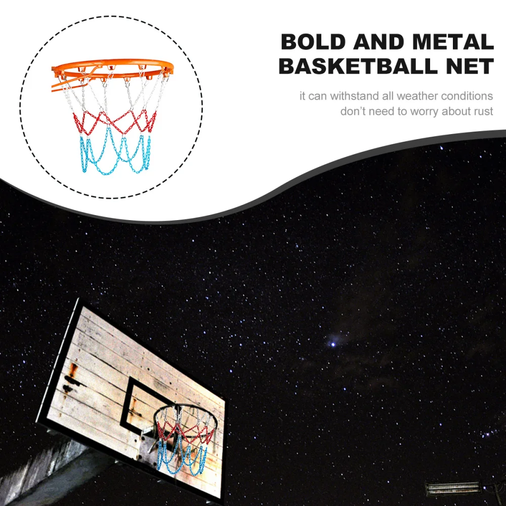 

Strong Durable 12 Buckles 3 Color Galvanized Manganese Steel Chain Basketball Net Basketball Goal Net