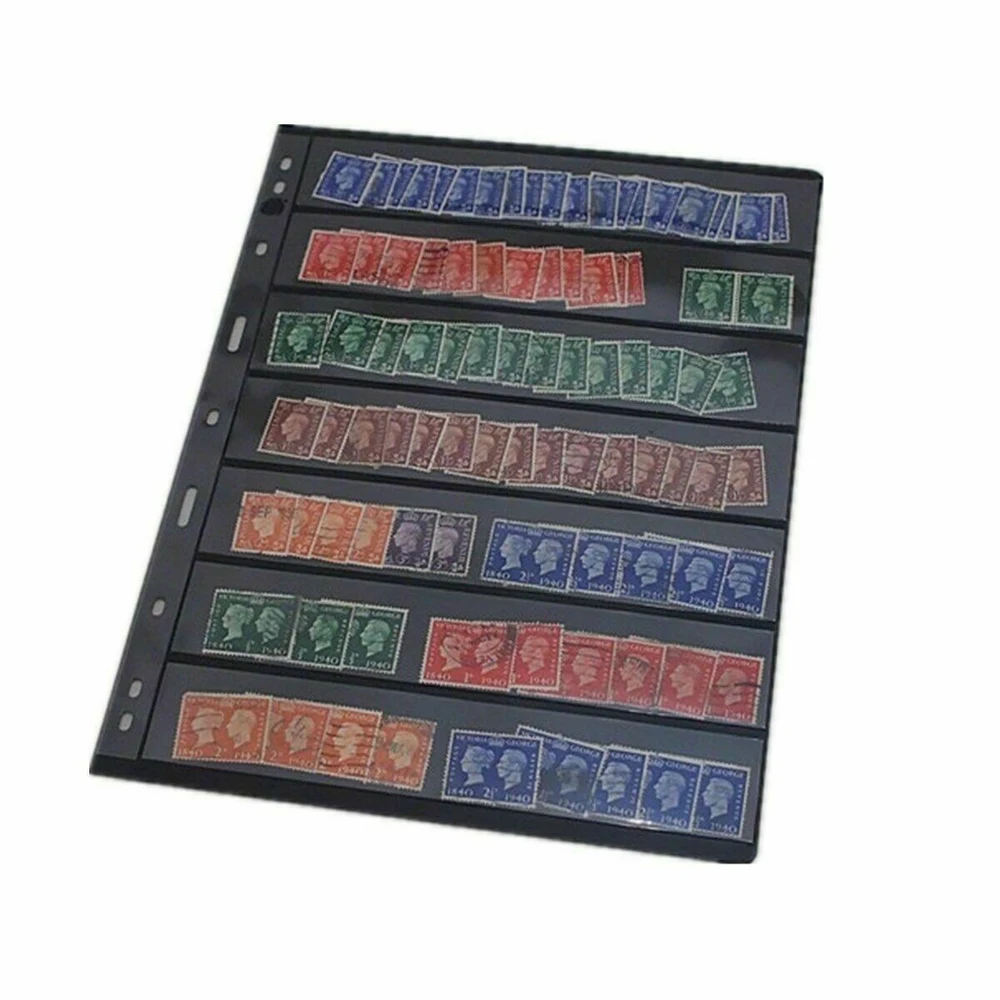 

10Sheets Game Cards Stamp Stock Pages 7Strips Binder Holes Black Double Sided Dropshipping Freeshipping