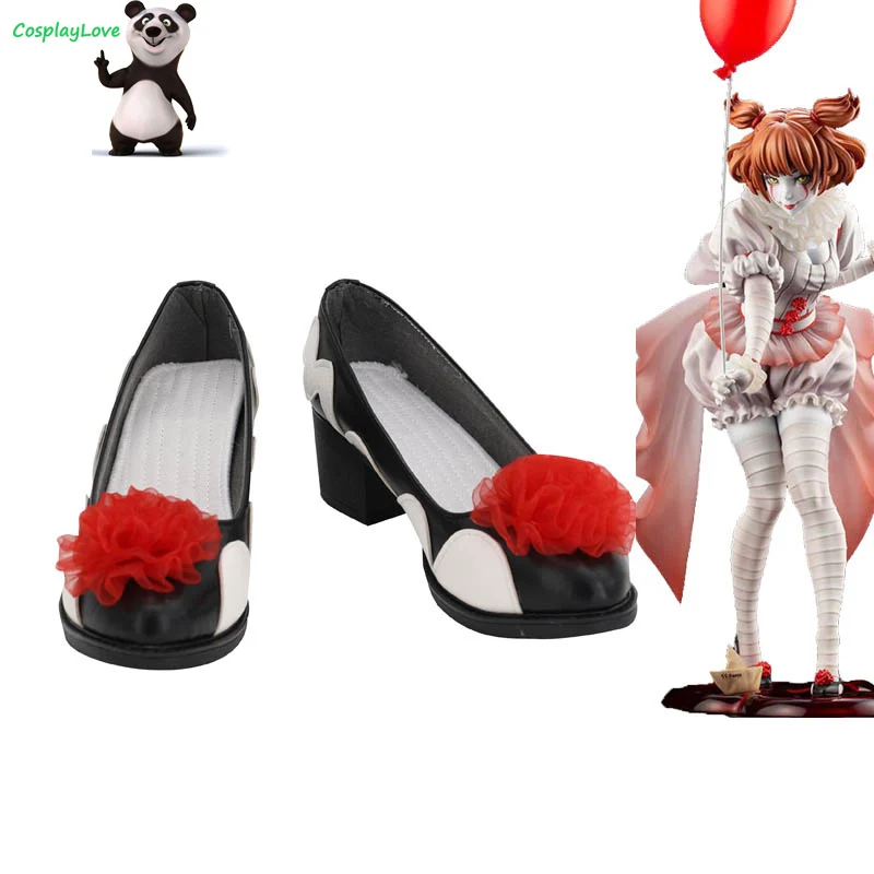 

Женские черные туфли Pennywise Stephen King's It, длинные ботинки для косплея, изготовленные на заказ на Хэллоуин, Рождество