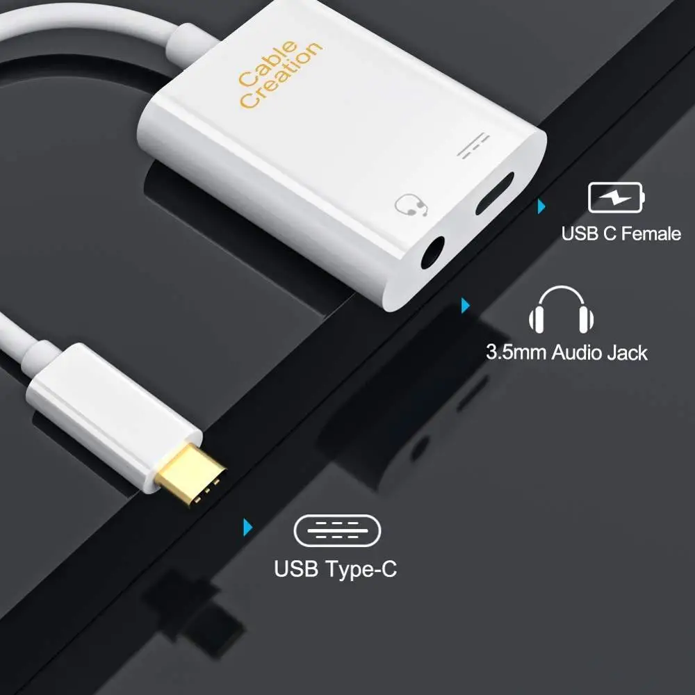 Кабель Переходник USB C на 3 5 мм Aux CableCreation 2 в 1 Тип до разъем для наушников аудио