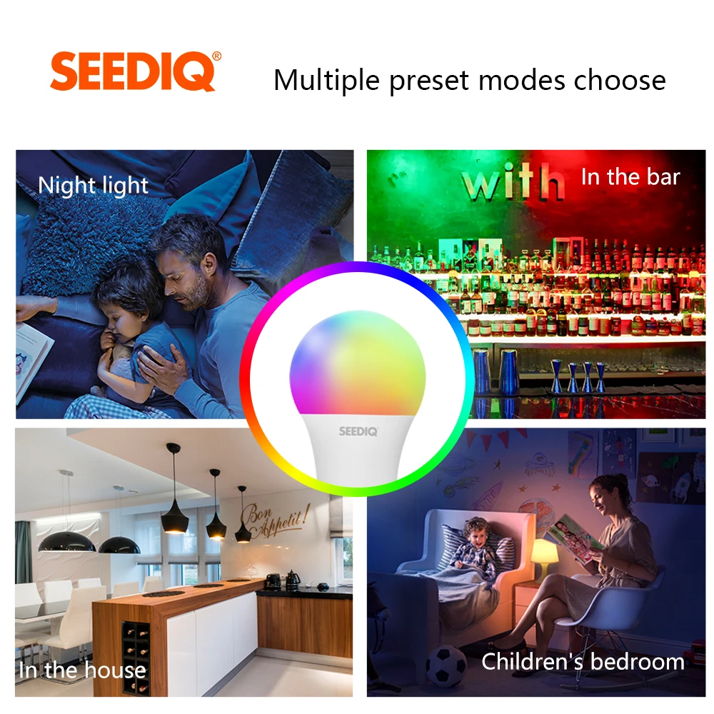 Светодиодная лампа E27 затемнения RGB смарт 10 Вт 15 AC 220V 110V умный светильник лампочка