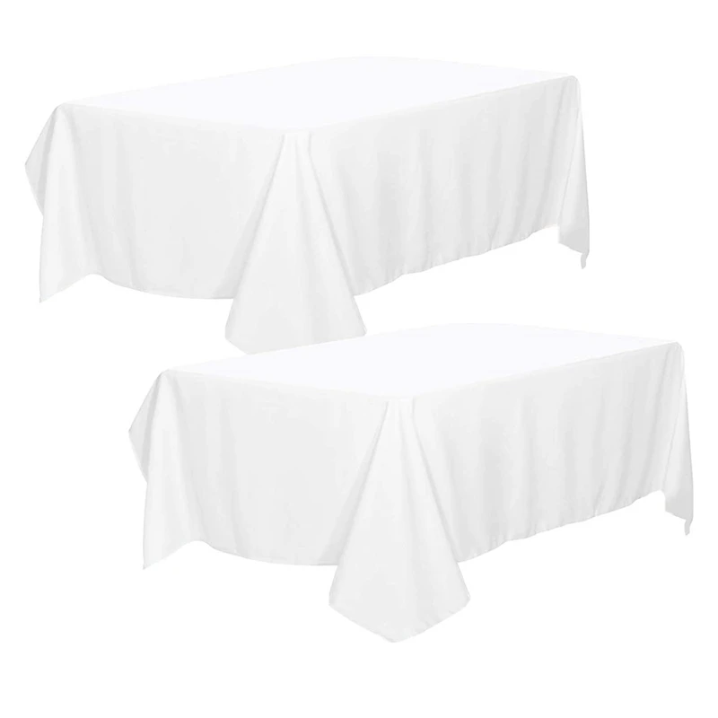 

2Pcs Tablecloth - Table Cover - Machine Washable - Great for Parties, Events, Wedding and Restaurants White