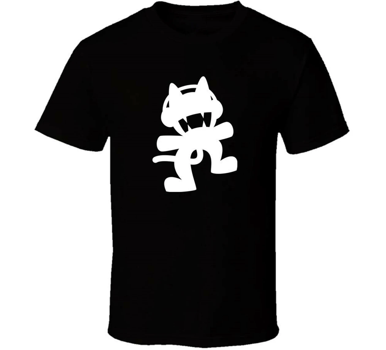 Мужская черно белая футболка Monstercat удобная с логотипом бесплатная