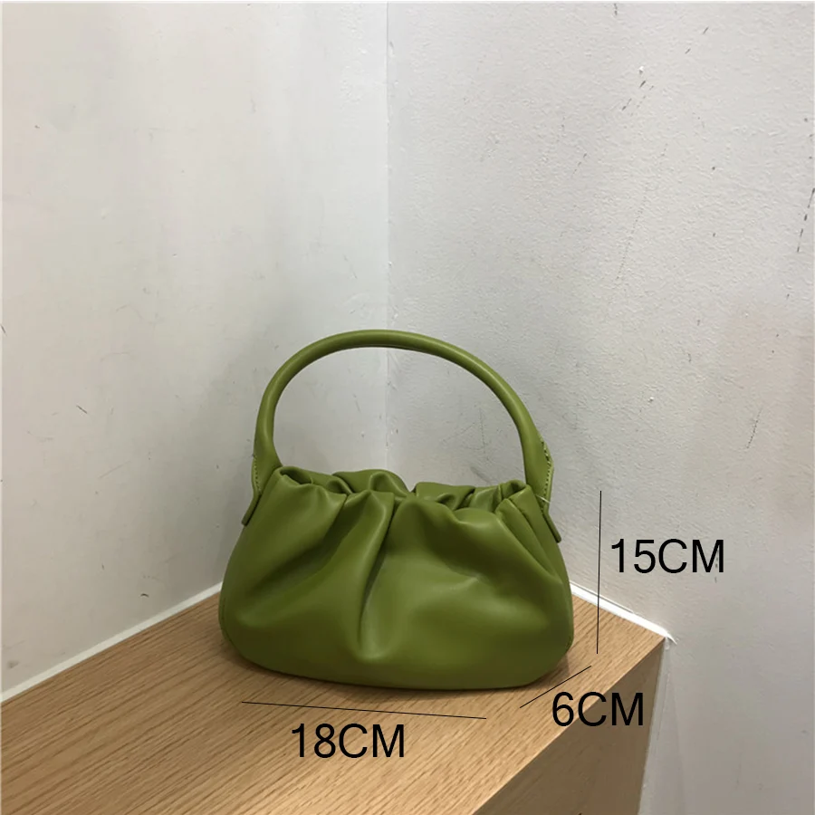 

Pleated Women Handbags Clouds Purse 2021 Trendy Pu Leather Shoulder Underarm Bag Chain Messenger Bags Soild Color sac main femme