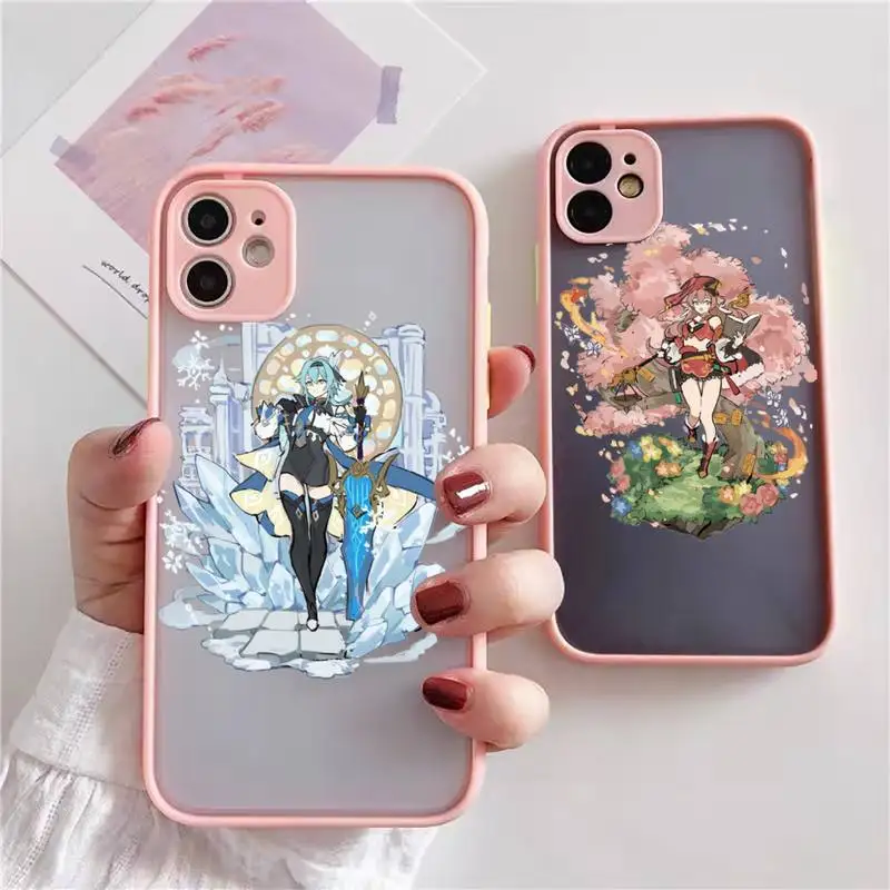 

Крутой чехол для телефона Genshin Impact Game для iphone 13, 12, 11, xr, xs, x, 7, 8 pro max, светло-розовый мягкий силиконовый прозрачный чехол из ТПУ
