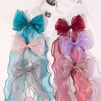 lace bow hair cliplong ribbon duckbill cliporganza streamers hairpinskids hair accessoriesknotted bows ornament sweet barret