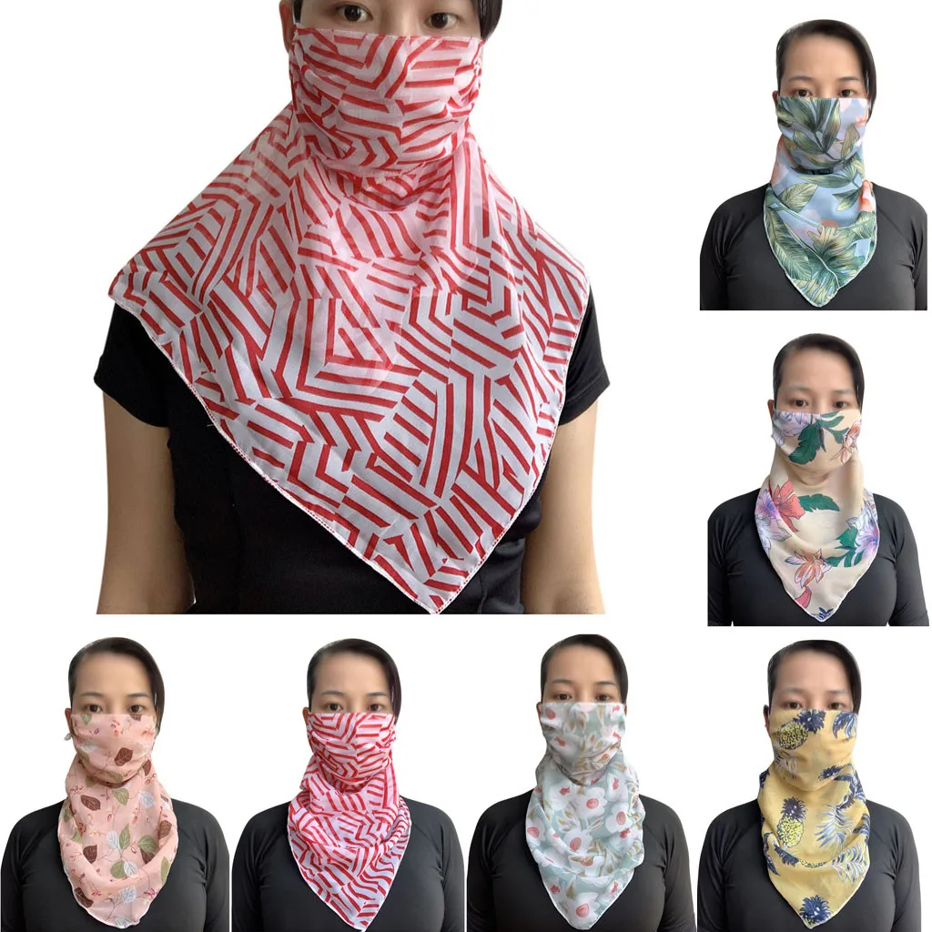 

Windproof Dustproof Protection Face Cover Women's Scarf Chiffon Outdoor Cycling Scarf Sunshade Neck Sunscreen neck face scarf A5