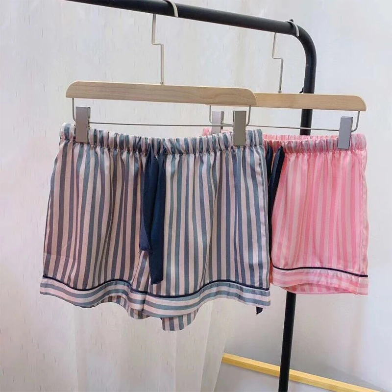 

Satin Pajama Sets for Women 2 Piece Shorts Sets 2021 Female Ladies Sleepwear Summer Loungewear Homewear Pjamas Home Clothing