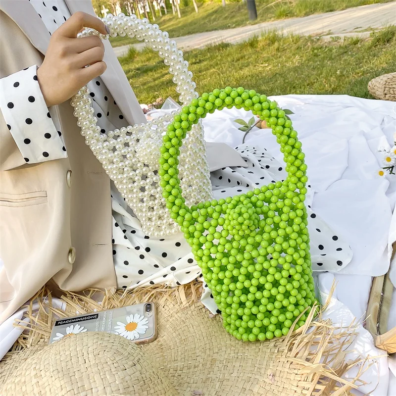 

Pearl Bag Women's Handmade Bag Homemade Woven Vegetable Basket Bag 2021 New Fashion Portable Bucket Bag