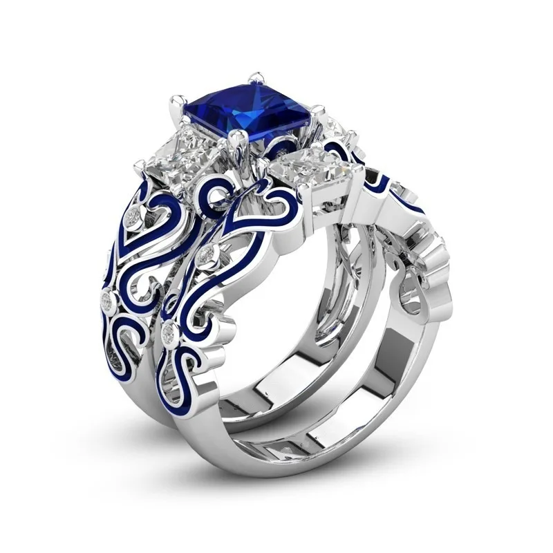 Инкрустированное цирконием два равны одному женское кольцо модное классическое