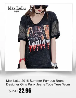 Max LuLu корейская мода роскошный стиль женские футболки в стиле панк женская черная одежда Kawaii Лоскутная Женская хлопковая Футболка Harajuku