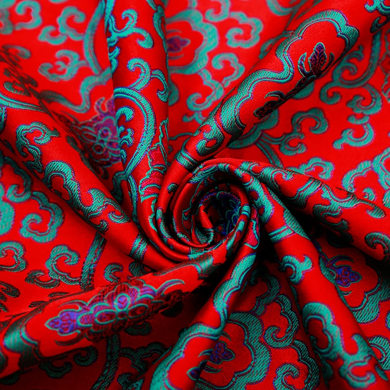 Парчовая жаккардовая ткань Шелковый Атласный Костюм с цветами материал для
