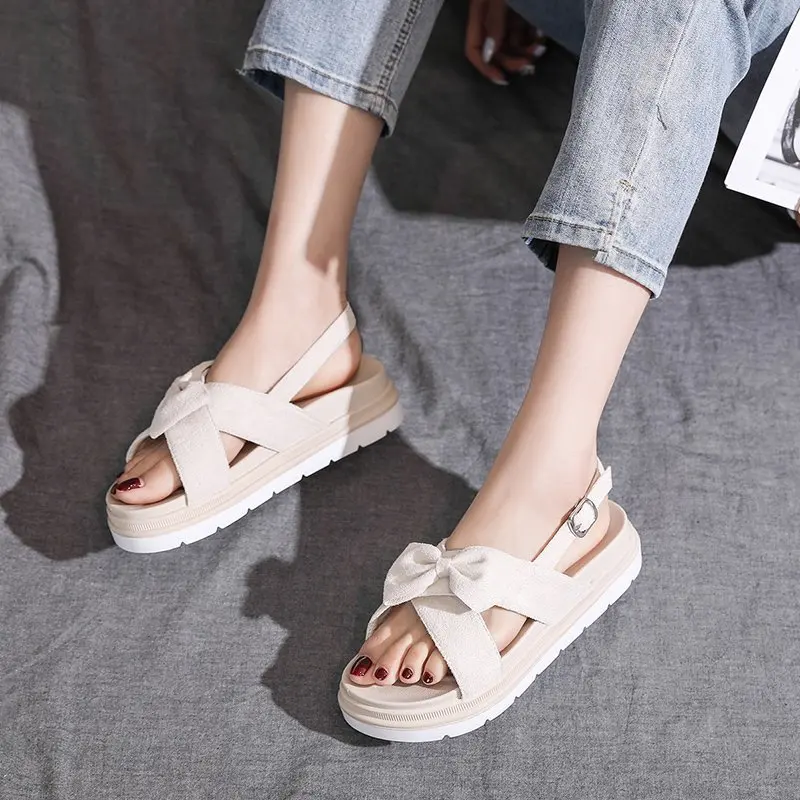 

Roman Sandals 2021 Women's Female Shoe Med Espadrilles Platform Clear Heels Clogs Wedge Increasing Height Gladiator New Girls Me