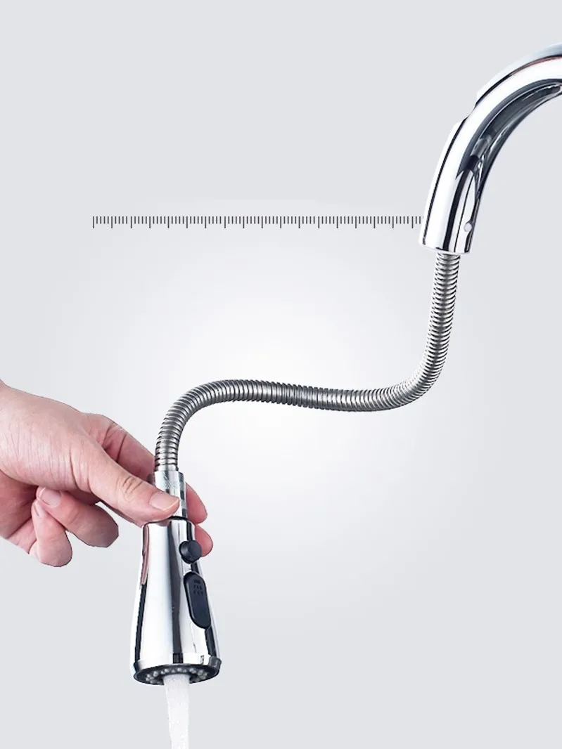 

Stainless Steel Pull-Out Faucet Washbasin Hot & Cold Water Faucet Basin Sink Rotate Pull Faucet Two Water Outlet Modes