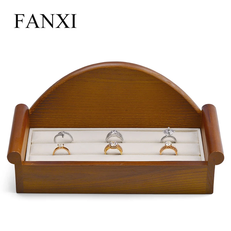 

Подставка-органайзер для ювелирных изделий FANXI, демонстрационная подставка из массива дерева в форме дивана, держатель для украшений