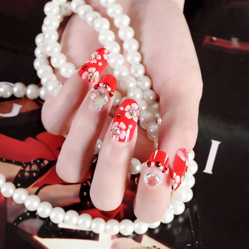 Накладные ногти для маникюра красные накладные свадебного 24 шт./кор.|Накладные ногти| |