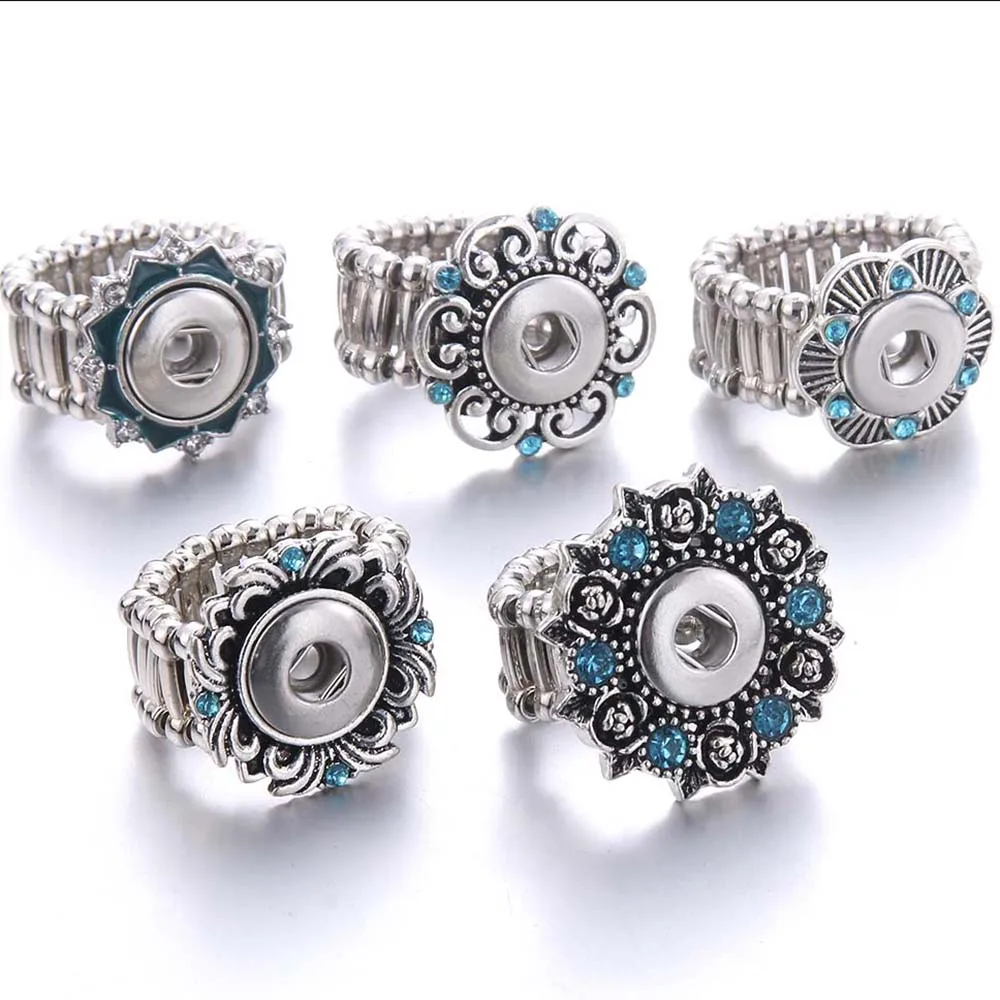 Оптовая продажа кнопки кольца 12 мм синие кристаллы металлическое кольцо