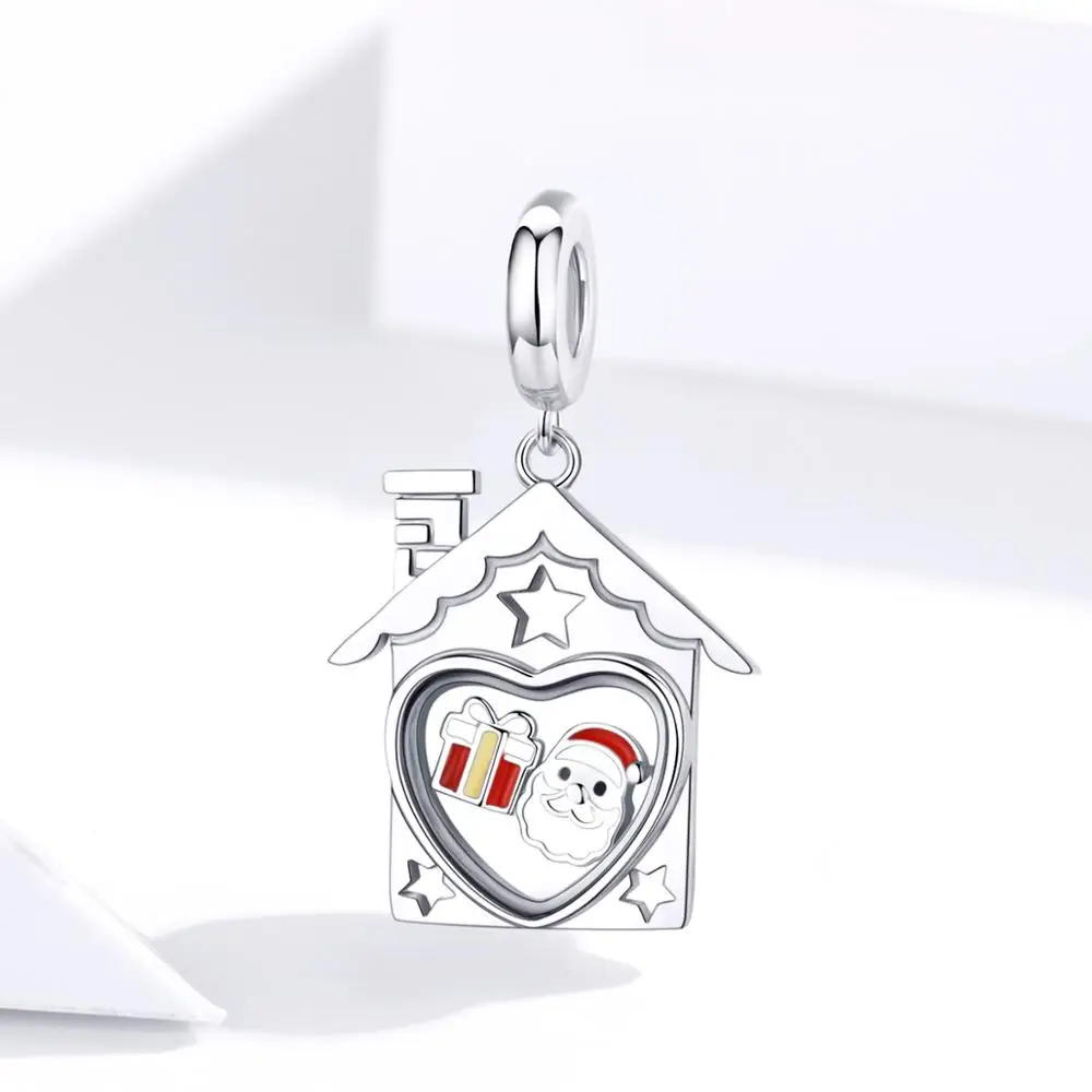 

100% 925 sterling silver santa claus necklace pendant Floating Box Christmas Collection Gifts