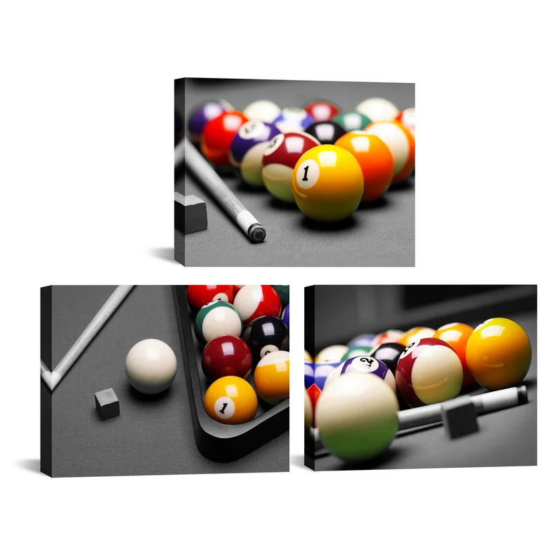 

3 Pieces Canvas Posters and Prints Bedroom Colorful Billiards Print Home Decor Poster Framed Painting for Room Decoration