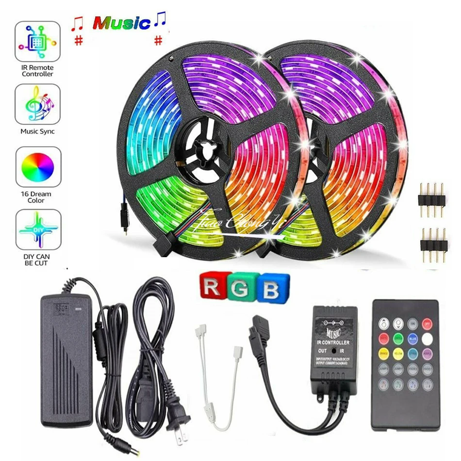 5M 10M 3528 5050 12V RGB LED Strip Light Music Sound Activated Remote Power Kits | Лампы и освещение