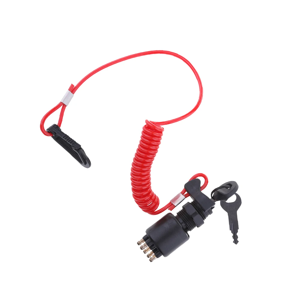 

1 Set Boat Outboard Engine Ignition Emergency Kill Stop Switch Key Lanyard Rope Clip Hook New Red Color For Yamah All Series