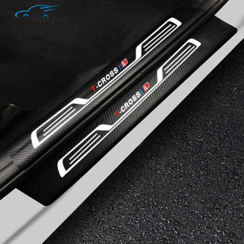 Автомобильный накладной порог с порогами из искусственной кожи PU и углеродного волокна для автомобилей Volkswagen VW T-Cross 2019 2020 годов.