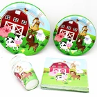 Одноразовая бумажная скатерть с изображением животных и фермы