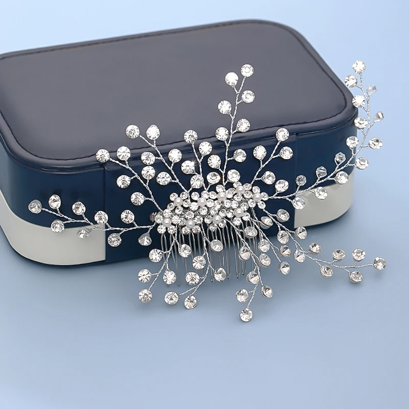 Украшения для волос серебряного цвета в виде цветка с кристаллами Свадебные