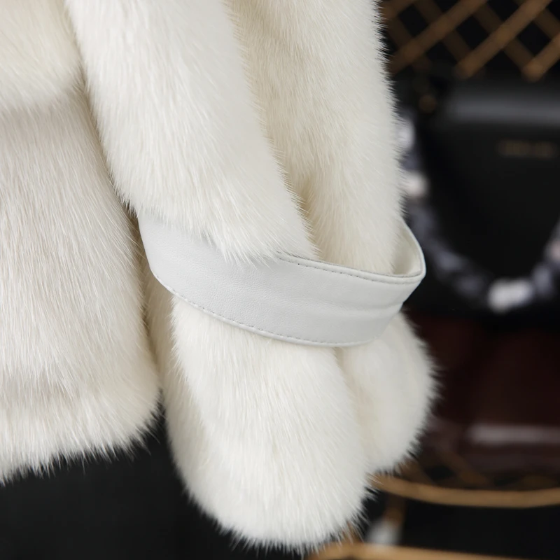 Шуба из натурального меха норки короткая цельный мех 2019 женская верхняя одежда