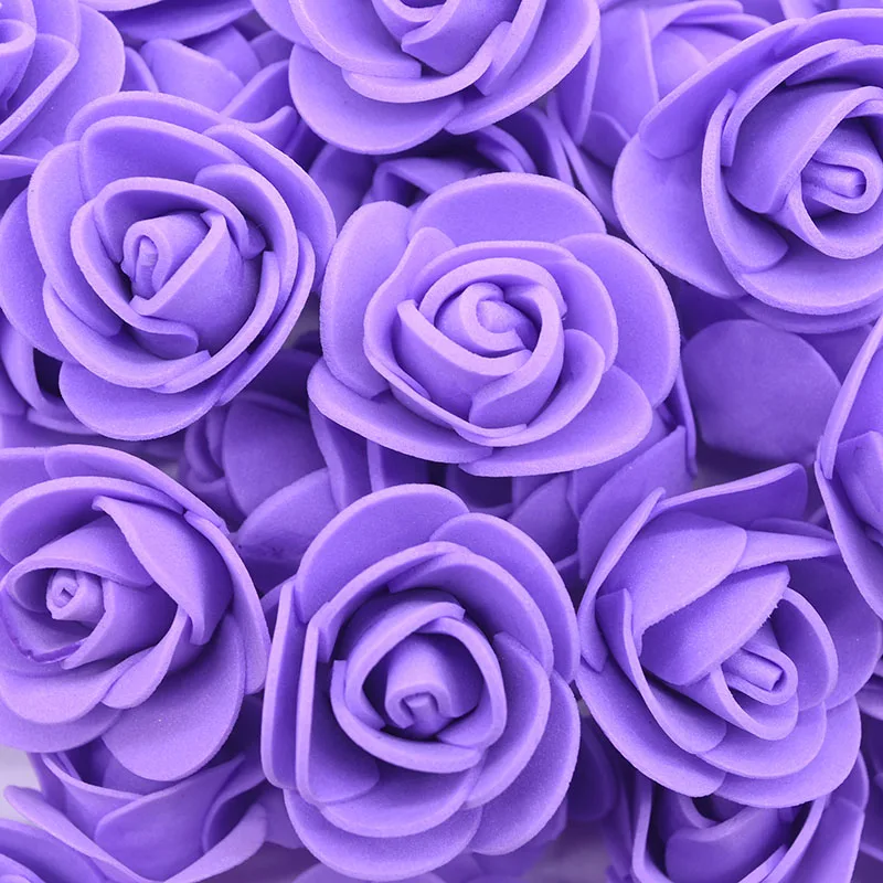 purple 50 шт./лот 3 см мини ПЭ Пена Розы Искусственные головки цветов для дома декоративные цветы венки Свадебная вечеринка творчество, рукоделие, Декор - Цвет: purple