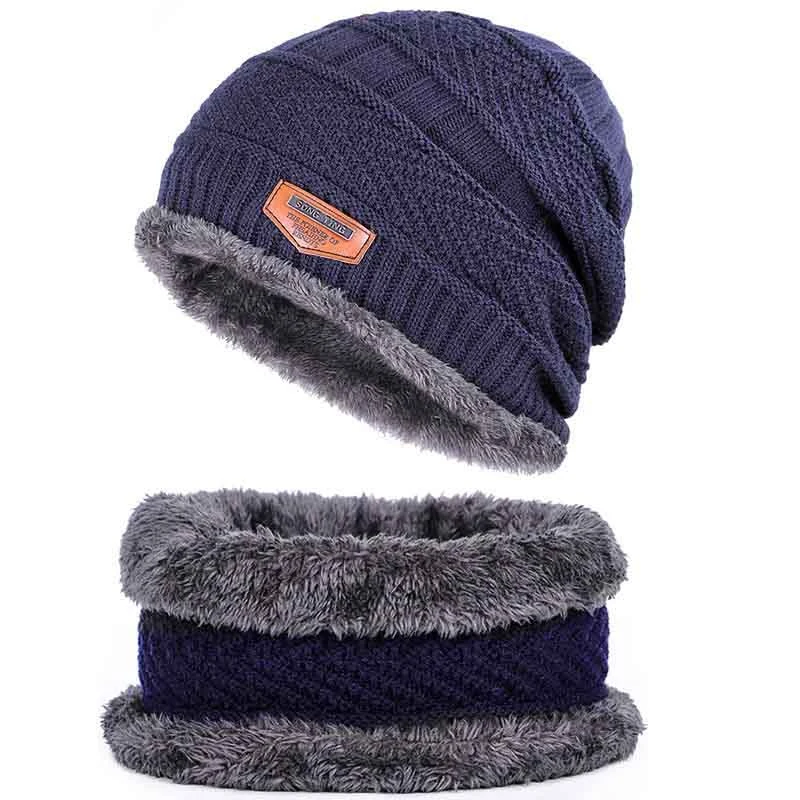 

Unisex Fashion Winter Thick Warm Knitted Hat Beanie Hat Fleece Lined Neck Warmer Scarf Set For Snowboard Skiing Skating Pro