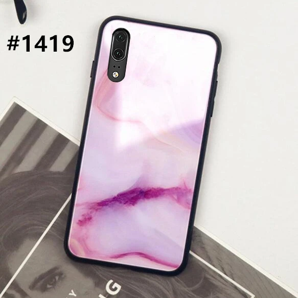 1419 Для samsung Galaxy A10 A20 A30 A50 A60 A70 A80 A90 чехол Мрамор Стекло жесткая накладка на заднюю панель для samsung A50 A70 A30 цветной чехол для телефона - Цвет: 1419