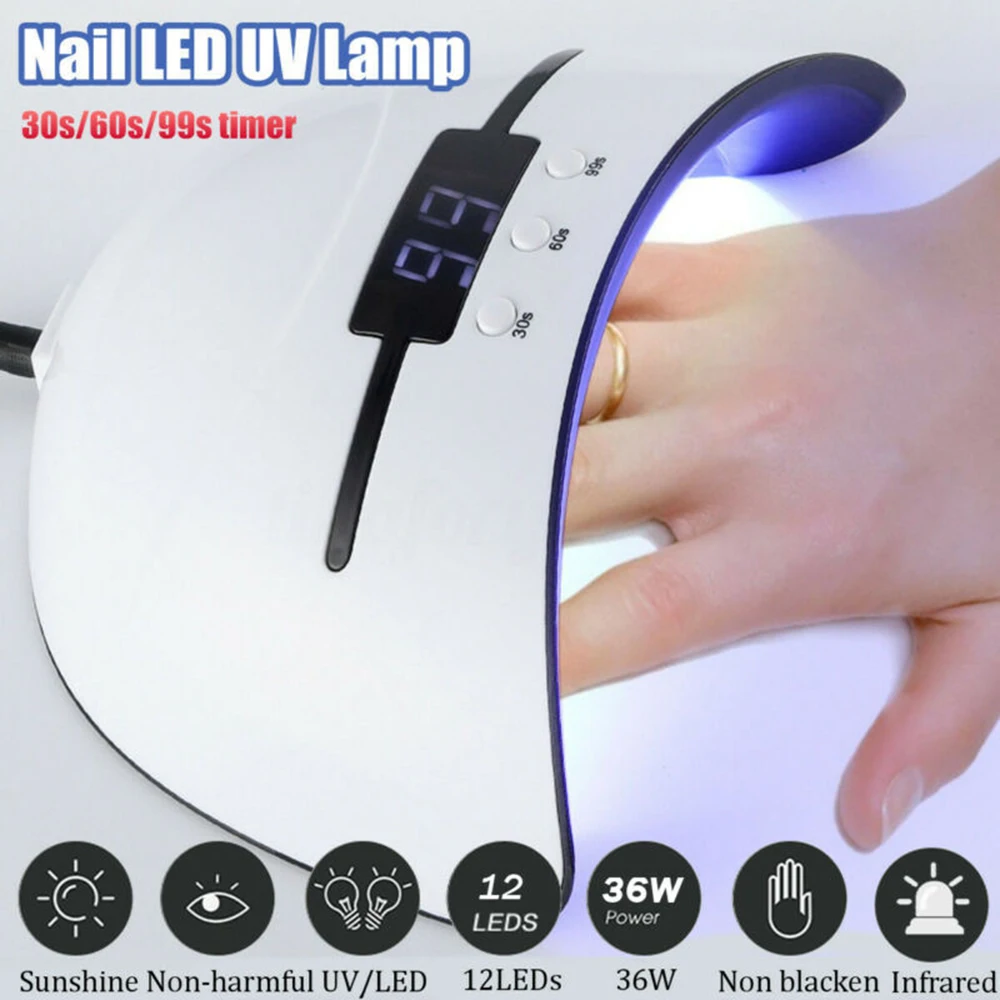 36W Pro Сушилка для ногтей лампа USB Прямая зарядка 12 светодиодов УФ гель акриловый