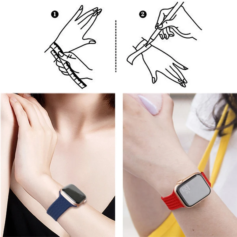 

Braided Solo Loop For Apple Watch band 44mm 40mm 38mm 42mm Elastic Belt Silicone Sports Bracelet iWatch Series 6 SE 5 4 3 Strap
