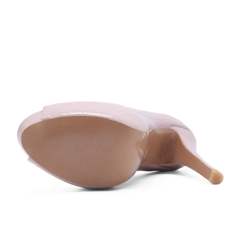 Женские туфли лодочки с открытым носком розовые из лакированной кожи на высоком