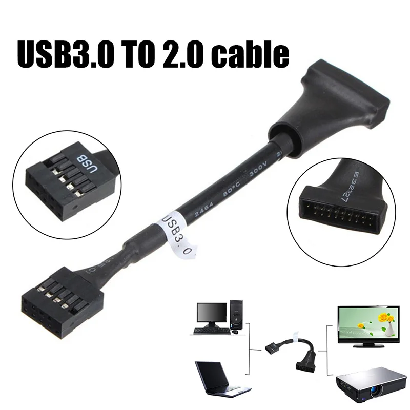 Новый USB 3 0 20 Pin папа 2 9Pin Материнская плата Дом конвертер адаптер кабель