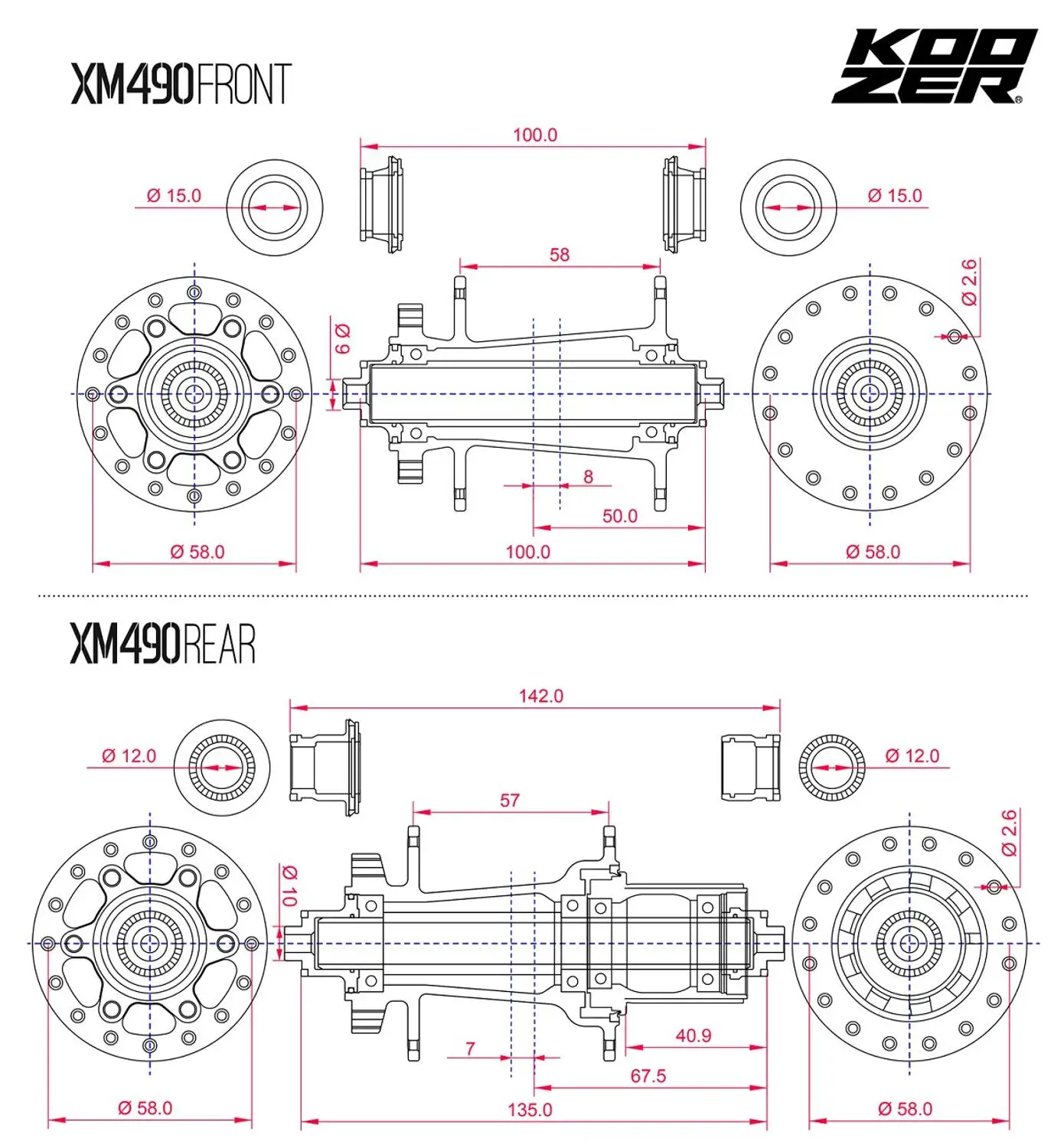 Koozer XM490 герметичный подшипник MTB ступицы для горного велосипеда 32 отверстия