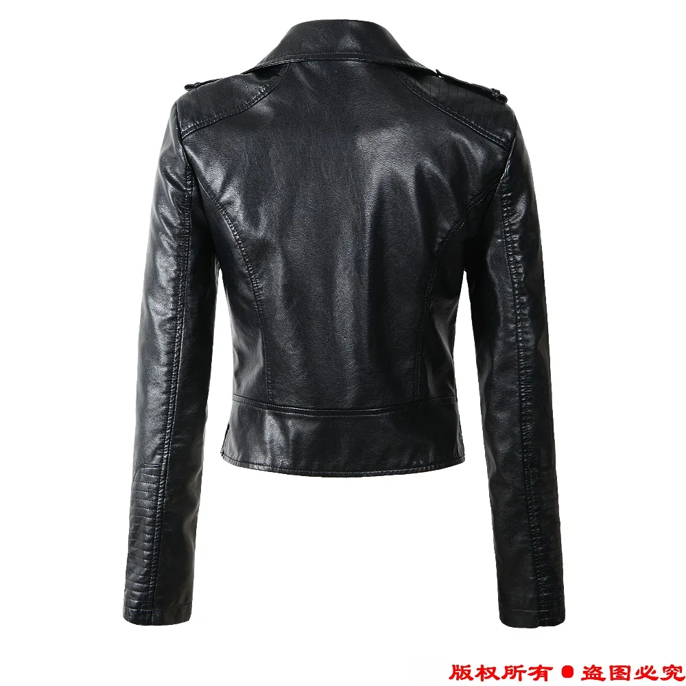 Женская мотоциклетная куртка из ПУ кожи черная или розовая приталенная