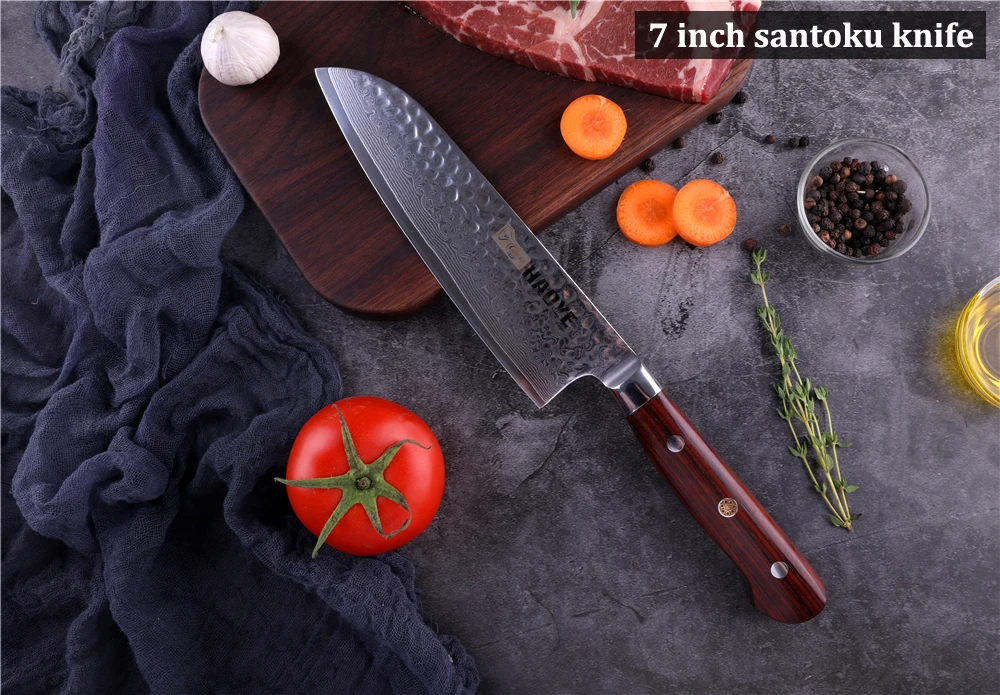 HAOYE 5 шт Дамасские кухонные ножи Повара Набор ножей с ручкой из палисандра три заклепки fulltang классический кухонный инструмент столовые приборы подарок