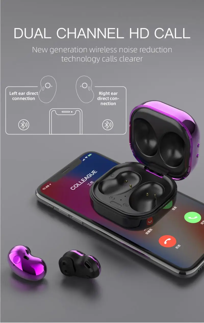 Wireless Earphone for Samsung S6 Plus True Stereo 8D V5.1 Bluetooth With Microphone Handsfree Earbud pk R175 Buds R180 | Электроника