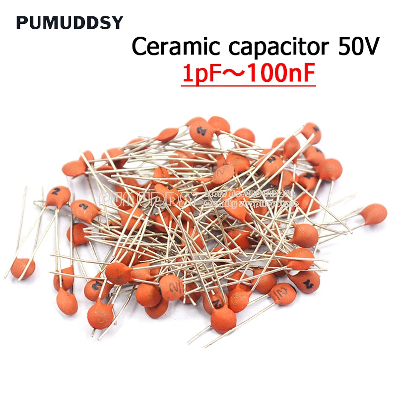 

100PCS Ceramic Capacitor 50V 1pF ~ 100nF 0.1uF 104 4.7PF 10PF 22PF 33PF 47PF 100PF 101 220PF 10NF 330PF 470PF 1NF 103 47NF 473