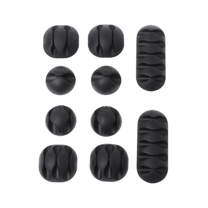 

10pcs/set USB Cable Organizer Wire Winder Desktop Management Headphone Earphone Holder Mouse Cord Silicone Clip Desk Accessories