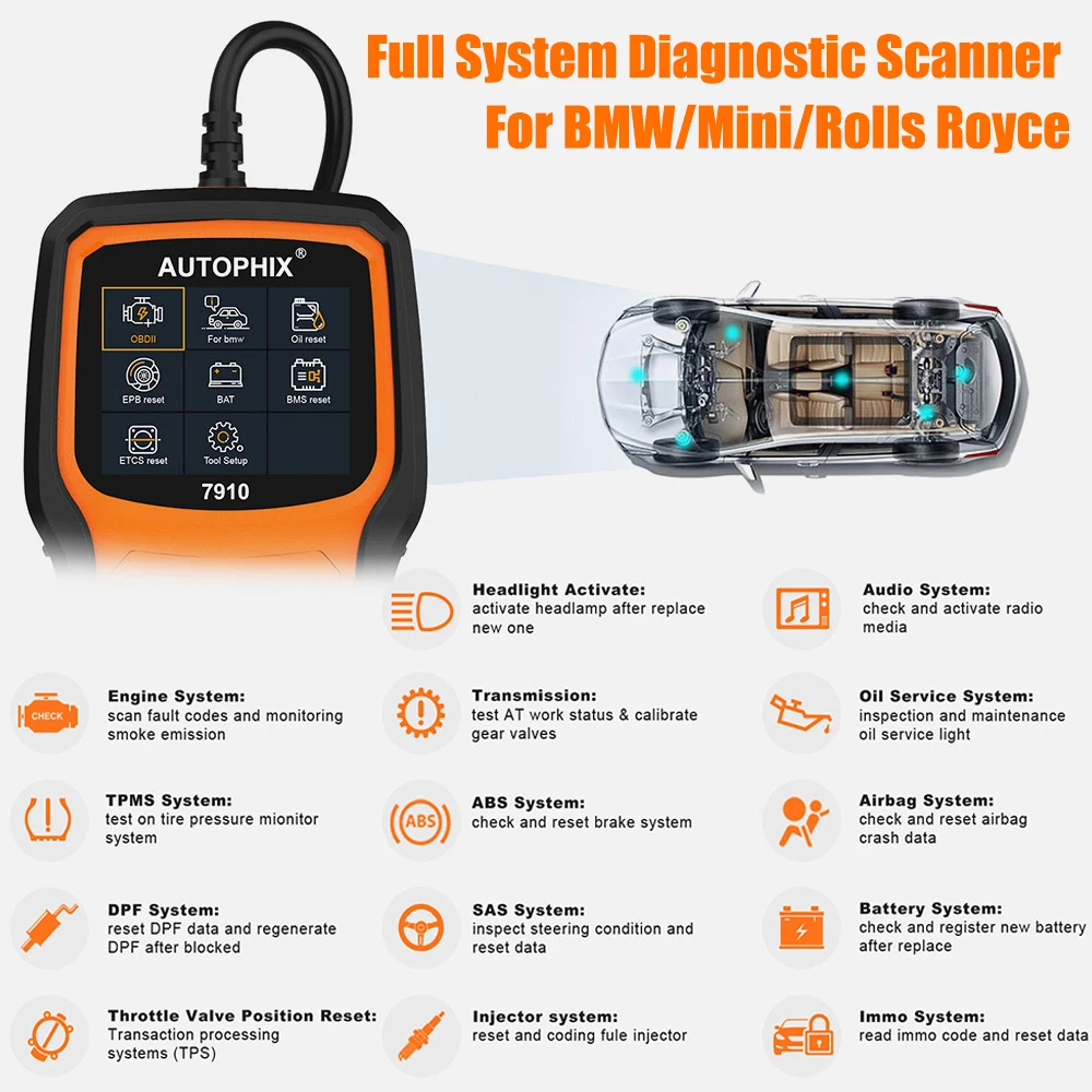 Автомобильный диагностический сканер Autophix 7910 OBD2 для BMW|Диагностические сканеры