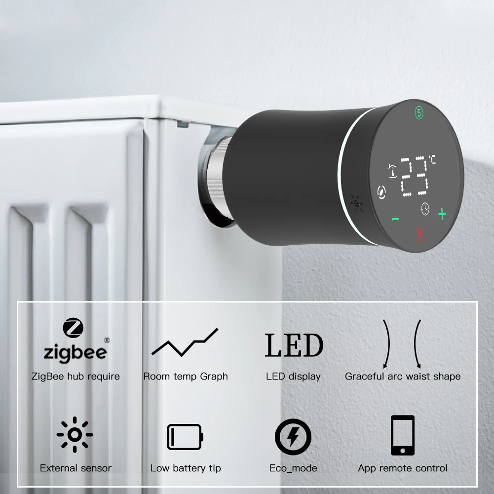 Moes ZigBee3.0 TRV новый привод радиатора клапан Tuya умный Программируемый Термостат