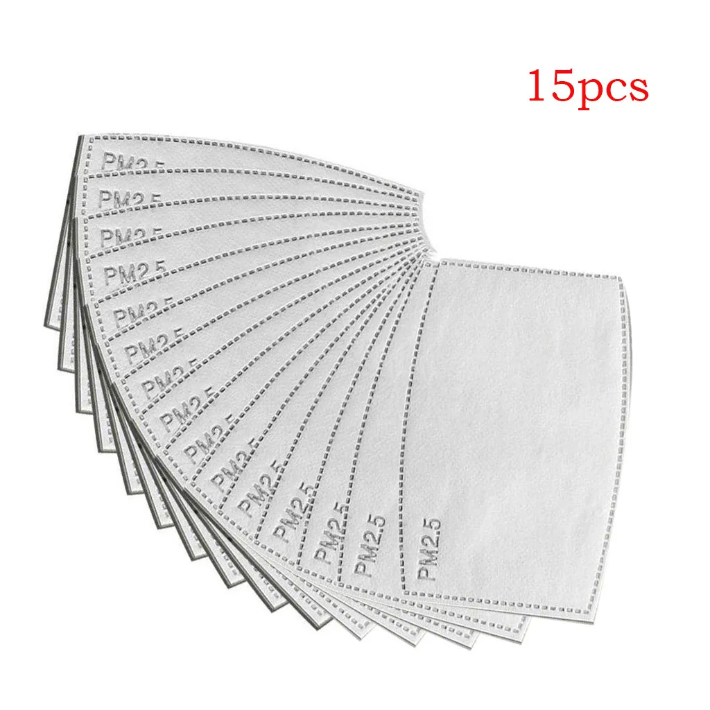 

15pcs Face Mask Filter Pad PM2.5 Activated Carbon Breathing Filters filtres de masque facial Breathable Filter Replacement
