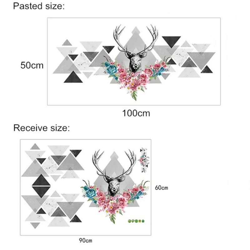 Скандинавские геометрические наклейки на стену в виде головы оленя для спальни